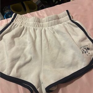 White Athletic Shorts with Navy Trim